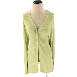 Moda Spiegel Womens Sweater Extra Large Lemon Green Cardigan Long Sleeve Ladies